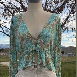 O'Neill Alena Tie Front V-neck Top